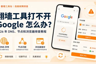 翻墙工具打不开 Google 怎么办？2026 年 DNS、节点和浏览器排查教程