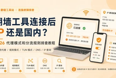 VPN连接成功但IP还是国内怎么办？2026 代理模式、分流和TUN排查方法