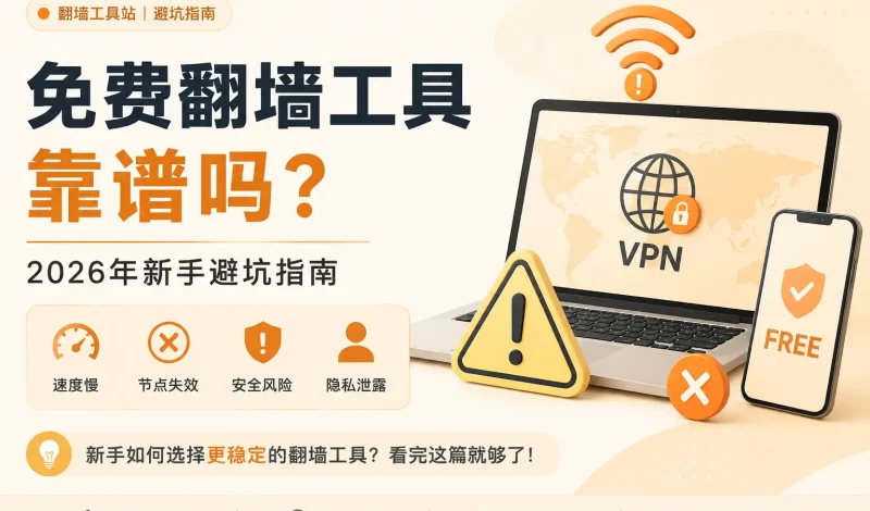 免费翻墙工具靠谱吗？2026 年新手避坑指南