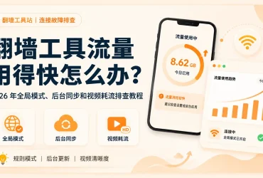 翻墙工具流量用得快怎么办？2026 年全局模式、后台同步和视频耗流排查教程