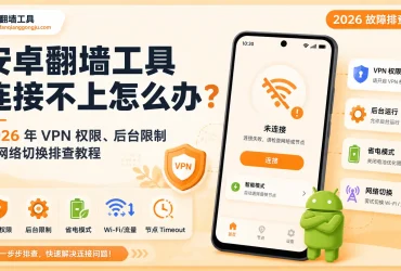 安卓翻墙工具连接不上怎么办？2026 年 VPN 权限、后台限制和网络切换排查教程