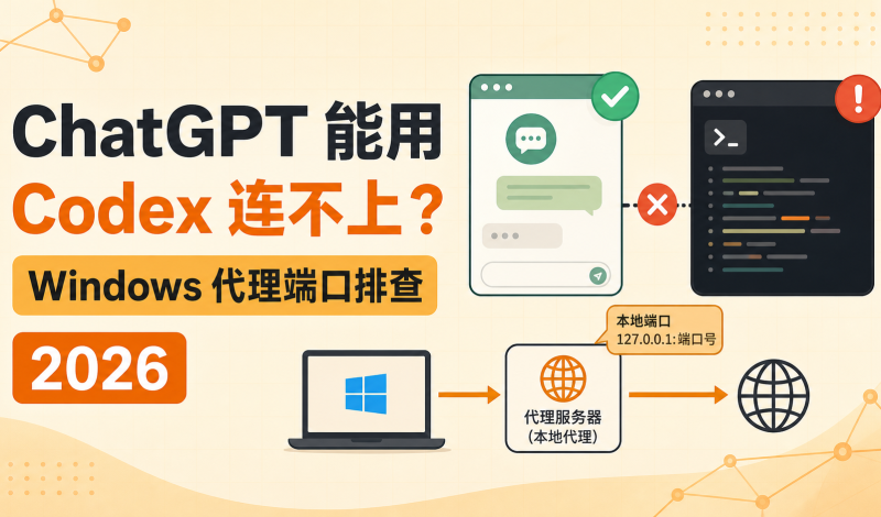 ChatGPT 能用但 Codex 连接不上？Windows 代理端口修复教程（2026）