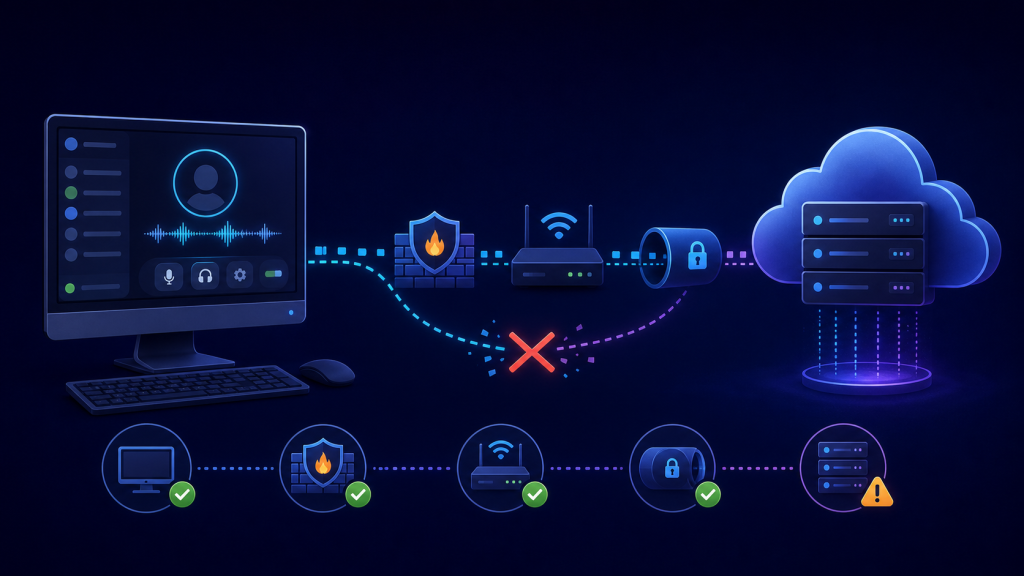 Discord 一直 RTC Connecting / No Route？语音连接排查（2026）