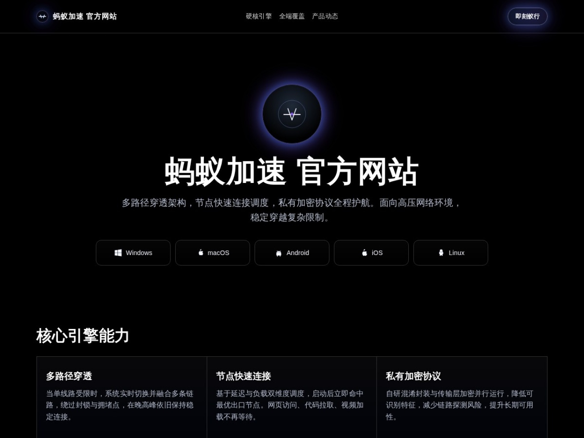 蚂蚁加速 官网首页截图(2026 年 7 月 14 日)