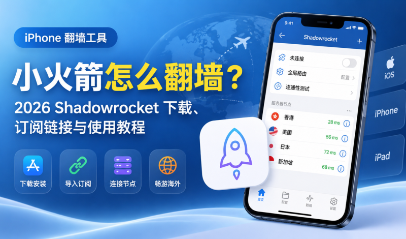 小火箭怎么翻墙？2026 Shadowrocket下载、订阅链接与使用教程