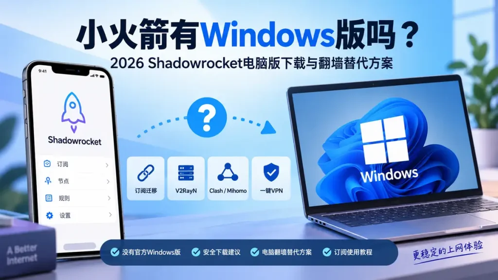 小火箭有Windows版吗？2026 Shadowrocket电脑版下载与翻墙替代方案