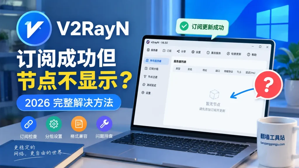 V2RayN订阅成功但节点不显示怎么办？2026 翻墙节点列表为空解决方法