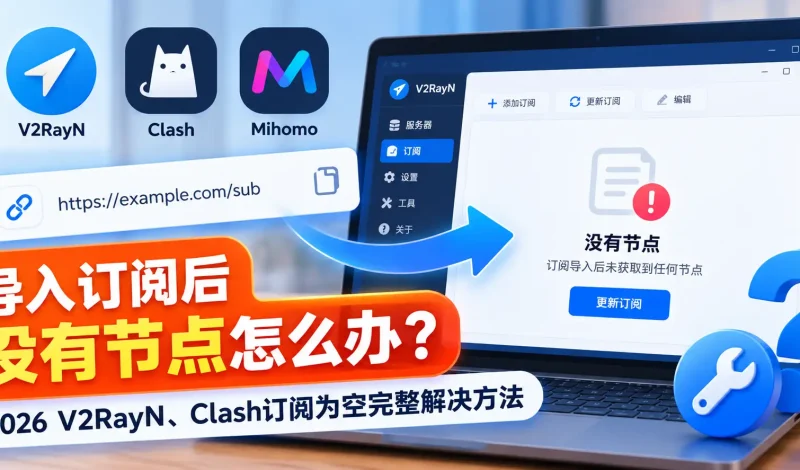 导入订阅后没有节点怎么办？2026 V2RayN、Clash订阅为空完整解决方法